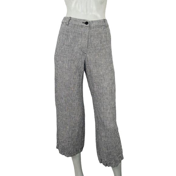 Reformation Women's 100% linen Wide leg Houndstooth pants black white size 0 - Picture 1 of 8
